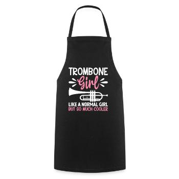 Trombone Girl beaucoup de cool tromboniste Jazz Musique - Tablier de cuisine - noir - Devant - AI Model Male 185 dark (185cm)
