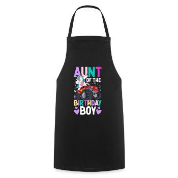 Camion monstre de tante de garçon d’anniversaire - Tablier de cuisine - noir - Devant - AI Model Male 185 dark (185cm)