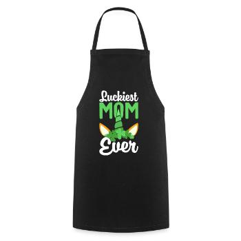 Maman la plus chanceuse de tous les temps St Patricks Design irlandais - Tablier de cuisine - noir - Devant - AI Model Male 185 dark (185cm)