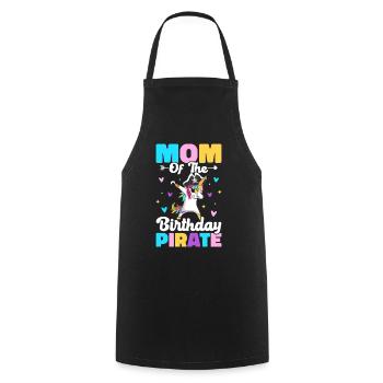 Maman de l’anniversaire Pirate Pirates Anniversaire Pirate - Tablier de cuisine - noir - Devant - AI Model Male 185 dark (185cm)