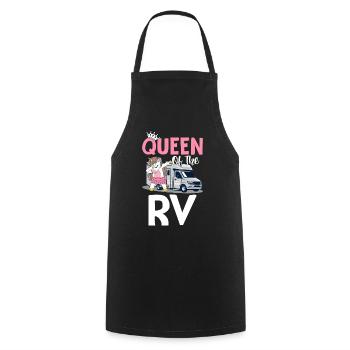 Queen Of The Rv Camping Girl Weibliche Camper - Kochschürze - Schwarz - Vorne - AI Model Male 185 dark (185cm)
