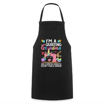 Je suis une mamie qui fait de la courtepointe comme une mamie normale - Tablier de cuisine - noir - Devant - AI Model Male 185 dark (185cm)
