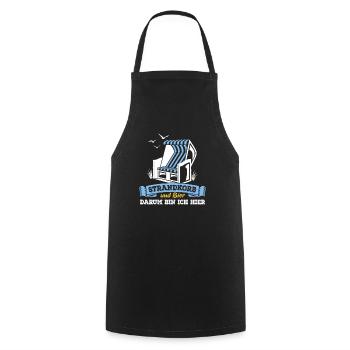 Strandkorb & Bier - darum bin ich hier - Kochschürze - Schwarz - Vorne - AI Model Male 185 dark (185cm)
