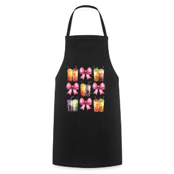 Coquette Bow Boba Tea Bubble Tea Mothers Day - Cooking Apron - black - Front - AI Model Male 185 dark (185cm)