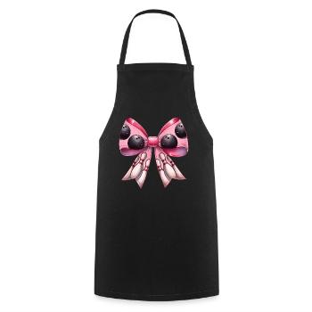 Coquette Bowlingkugel Pins Muster Bowler Rosa - Kochschürze - Schwarz - Vorne - AI Model Male 185 dark (185cm)