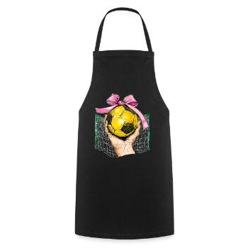 Coquette noeud handball fête des mères ruban rose maman - Tablier de cuisine - noir - Devant - AI Model Male 185 dark (185cm)