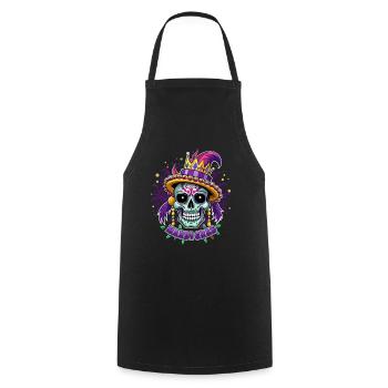 Mardi Gras - Carnaval - Crâne - Cadeau - Tablier de cuisine - noir - Devant - AI Model Male 185 dark (185cm)