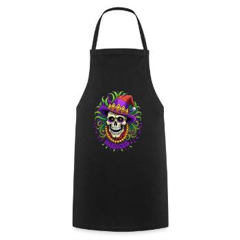 Mardi Gras - Karneval - Kostüm - Geschenk - Kochschürze - Schwarz - Vorne - AI Model Male 185 dark (185cm)
