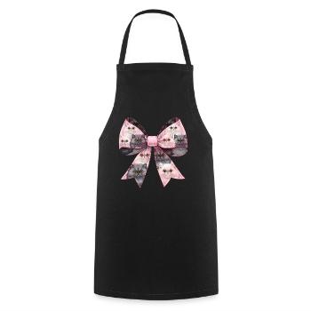 Coquette Bogen Perserkatze Mama Muster Rosa - Kochschürze - Schwarz - Vorne - AI Model Male 185 dark (185cm)