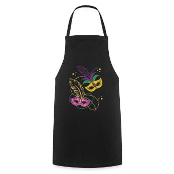 Mardi Gras - Karneval - Maske - Geschenk - Kochschürze - Schwarz - Vorne - AI Model Male 185 dark (185cm)