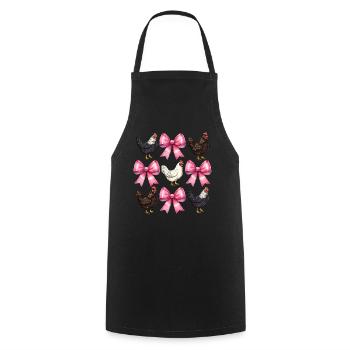 Coquette Bow Chicken Farm Ferme Rosa Fête des Mères - Tablier de cuisine - noir - Devant - AI Model Male 185 dark (185cm)