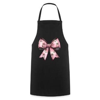 Coquette noeud chinchilla motif fête des mères rose - Tablier de cuisine - noir - Devant - AI Model Male 185 dark (185cm)