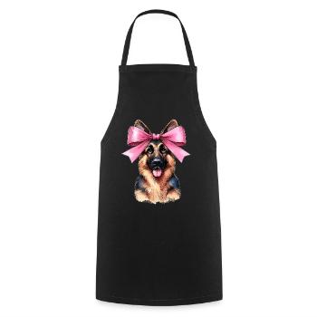 Coquette Bow German Shepherd Mom Pink Ribbon - Cooking Apron - black - Front - AI Model Male 185 dark (185cm)