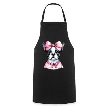 Coquette Bow Boston Terrier Dog Mom Pink - Cooking Apron - black - Front - AI Model Male 185 dark (185cm)