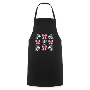 Coquette Bow Greyhound Dog Mom Pink Ribbon - Cooking Apron - black - Front - AI Model Male 185 dark (185cm)