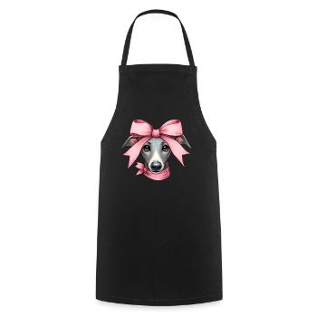 Coquette noeud lévrier chien maman ruban rose - Tablier de cuisine - noir - Devant - AI Model Male 185 dark (185cm)