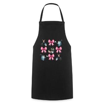 Coquette Bow Gardening Gardener Tools - Cooking Apron - black - Front - AI Model Male 185 dark (185cm)