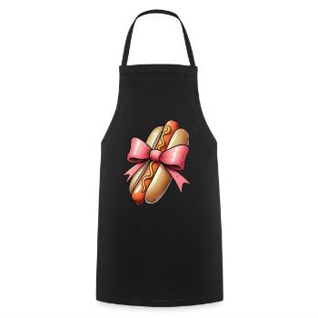 Coquette Schleife Hot Dog Hotdog Muttertag Rosa - Kochschürze - Schwarz - Vorne - AI Model Male 185 dark (185cm)
