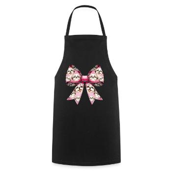 Coquette Bow Shih Tzu Dog Mom Pattern Pink - Cooking Apron - black - Front - AI Model Male 185 dark (185cm)
