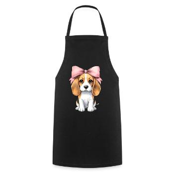 Coquette Bow Beagle Dog Mom Pink Ribbon - Cooking Apron - black - Front - AI Model Male 185 dark (185cm)