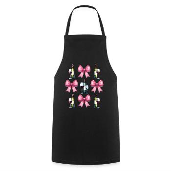 Coquette Bow Wine Drinker Pink - Cooking Apron - black - Front - AI Model Male 185 dark (185cm)