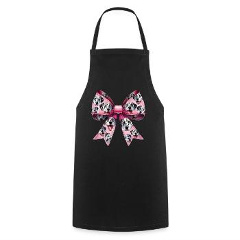 Coquette noeud dalmatien chien maman motif rose - Tablier de cuisine - noir - Devant - AI Model Male 185 dark (185cm)