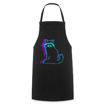 raton laveur rétro Possum Street Cat Vaporwave - Tablier de cuisine - noir - Devant - AI Model Male 185 dark (185cm)