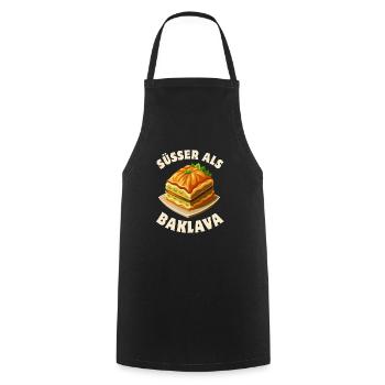 Süßer als Baklava - Süßspeise - Spruch - Kochschürze - Schwarz - Vorne - AI Model Male 185 dark (185cm)
