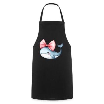 Coquette Bogen Wal Ozean Tier rosa Schleife Mama - Kochschürze - Schwarz - Vorne - AI Model Male 185 dark (185cm)