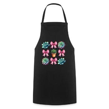 Coquette Bow Succulent Cactus Plant Mom - Cooking Apron - black - Front - AI Model Male 185 dark (185cm)