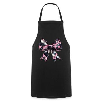 Coquette Bow Vinyle Vinyle Motif - Tablier de cuisine - noir - Devant - AI Model Male 185 dark (185cm)