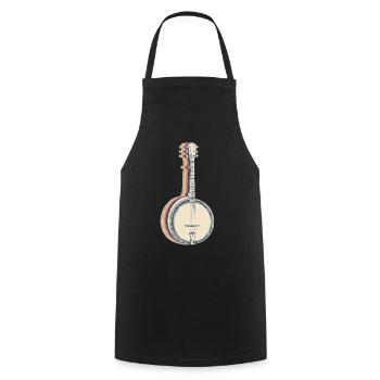 Banjo Instrument Banjo Player Retro Line Art - Cooking Apron - black - Front - AI Model Male 185 dark (185cm)