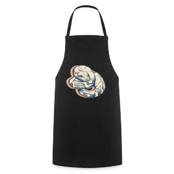 Ball Python Snake Retro Line Art - Cooking Apron - black - Front - AI Model Male 185 dark (185cm)