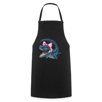Coquette Bogen Mosasaurus Dinosaurier Mädchen Mama - Kochschürze - Schwarz - Vorne - AI Model Male 185 dark (185cm)