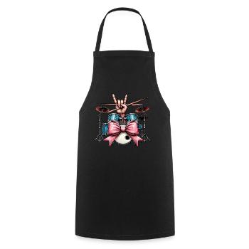 Coquette Bow Drum Girl Drummer Mom Mothers Day - Kochschürze - Schwarz - Vorne - AI Model Male 185 dark (185cm)