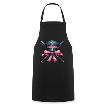 Coquette Bow Agent correctionnel Chapeau Bâton - Tablier de cuisine - noir - Devant - AI Model Male 185 dark (185cm)
