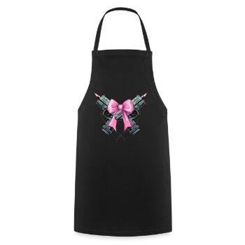 Coquette Bow Laser Tag Pink Girl Mom Mothers Day - Kochschürze - Schwarz - Vorne - AI Model Male 185 dark (185cm)