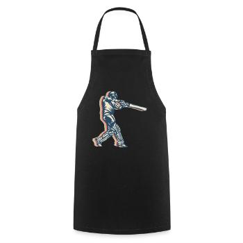Cricket Player Team Retro Line Art - Cooking Apron - black - Front - AI Model Male 185 dark (185cm)