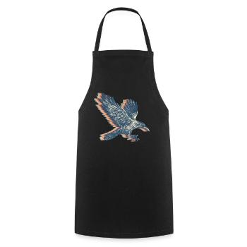 Crow Raven Retro Line Art - Cooking Apron - black - Front - AI Model Male 185 dark (185cm)