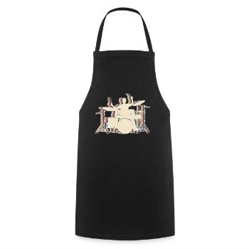 Drummer Drum Retro Line Art - Cooking Apron - black - Front - AI Model Male 185 dark (185cm)