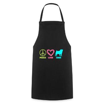 Chug Dog Mama Peace Love Say for Mistress - Tablier de cuisine - noir - Devant - AI Model Male 185 dark (185cm)