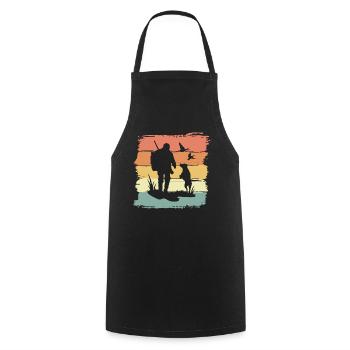 Chasse à la chasse avec chien rétro vintage - Tablier de cuisine - noir - Devant - AI Model Male 185 dark (185cm)