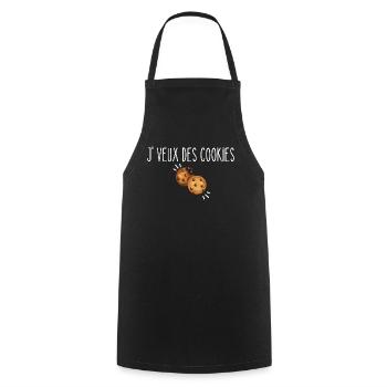 Je Veux des Cookies gateau rigolo - Tablier de cuisine - noir - Devant - AI Model Male 185 dark (185cm)
