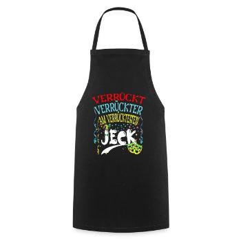 Fasching Verrückter Jeck Verkleidung zu Karneval - Kochschürze - Schwarz - Vorne - AI Model Male 185 dark (185cm)
