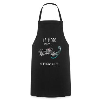 motard téléphone humour moto citation - Tablier de cuisine - noir - Devant - AI Model Male 185 dark (185cm)