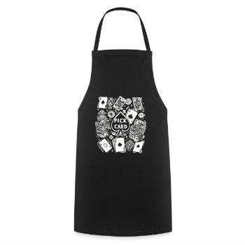 Choisissez une carte - cadeau magique pour les magiciens - Tablier de cuisine - noir - Devant - AI Model Male 185 dark (185cm)