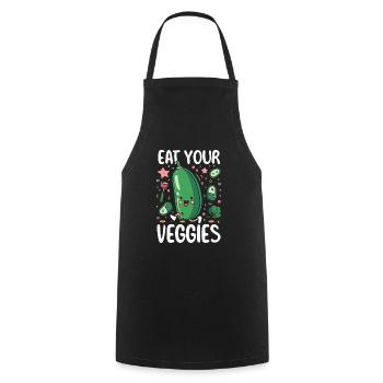 Eat Your Veggies Vegetable Lover Vegan Vegan - Cooking Apron - black - Front - AI Model Male 185 dark (185cm)