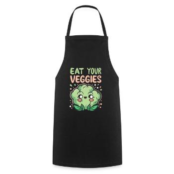 Eat Your Veggies Vegetable Lover Vegan Vegan - Cooking Apron - black - Front - AI Model Male 185 dark (185cm)
