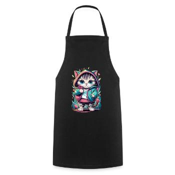 cute kawaii kitten japan - Cooking Apron - black - Front - AI Model Male 185 dark (185cm)