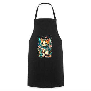 cute kawaii kitten japan - Cooking Apron - black - Front - AI Model Male 185 dark (185cm)